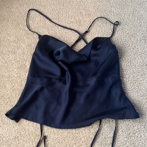 Black Satin Cowl Neck Spaghetti Strap Camisole